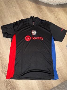 Black FC Barcelona Men's Jersey with Red & Blue Side Panels
